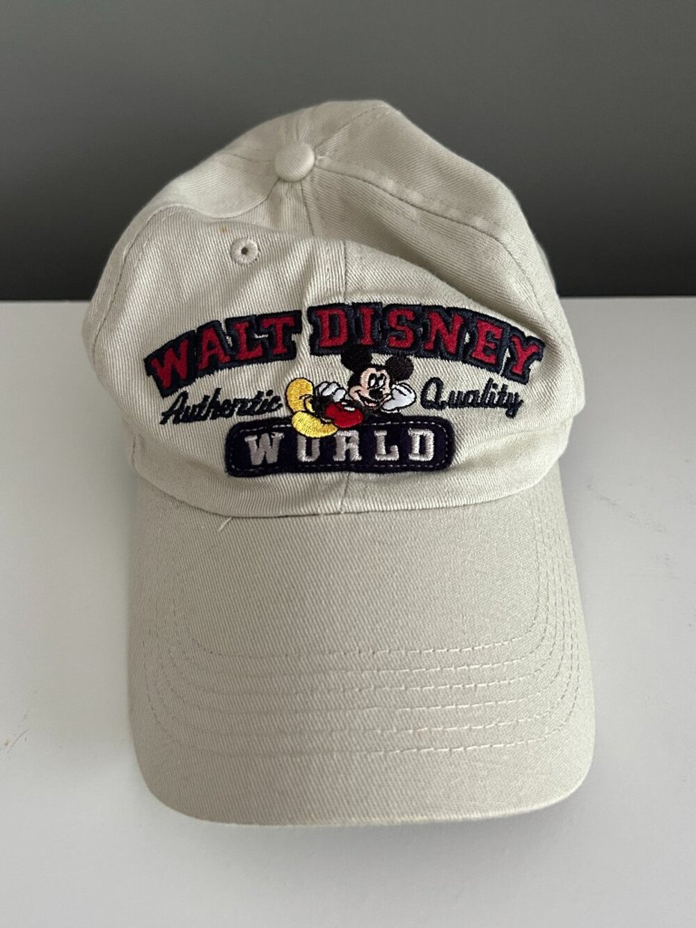 Disney Parks Cream Baseball Cap Mickey Mouse Embroidery Adjustable Authentic